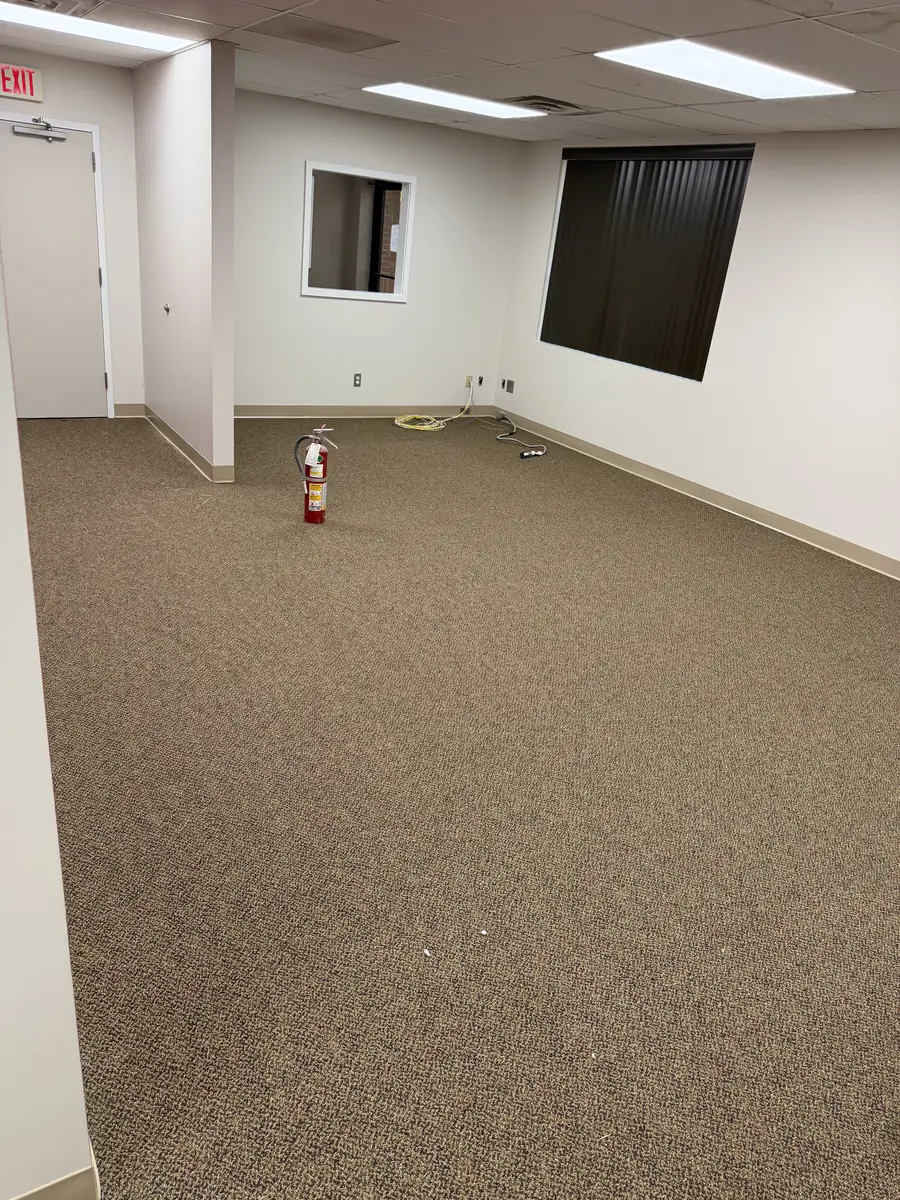 New commercial carpet installed in an open office space